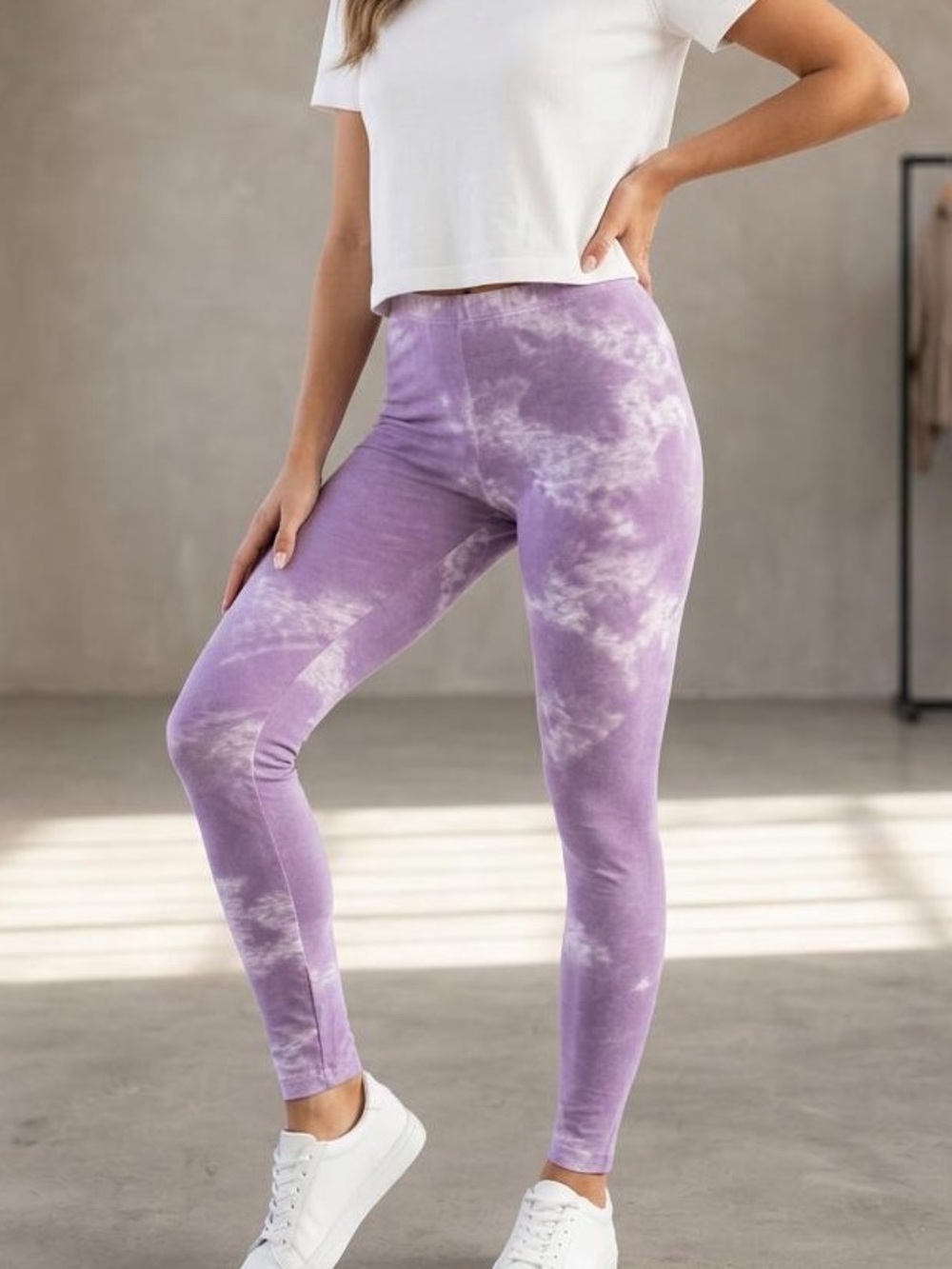 Kids Lavender Tie-Dye High-Waist Leggings